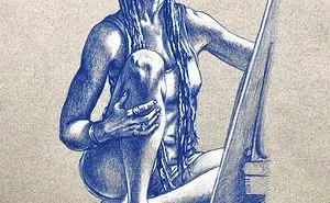 Full Body Mirror Self Portrait Drawing