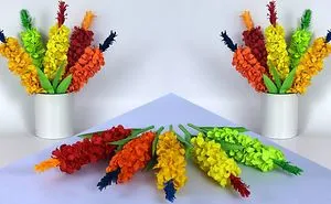 Paper Stick Flower Making At Home | DIY Paper Craft | Stick Flower Vase Decoration Idea