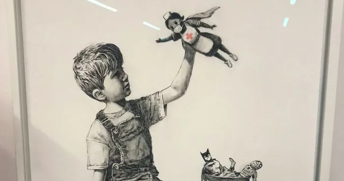Banksy Gifts A Hospital His Newest Painting Where He Honors Healthcare Workers
