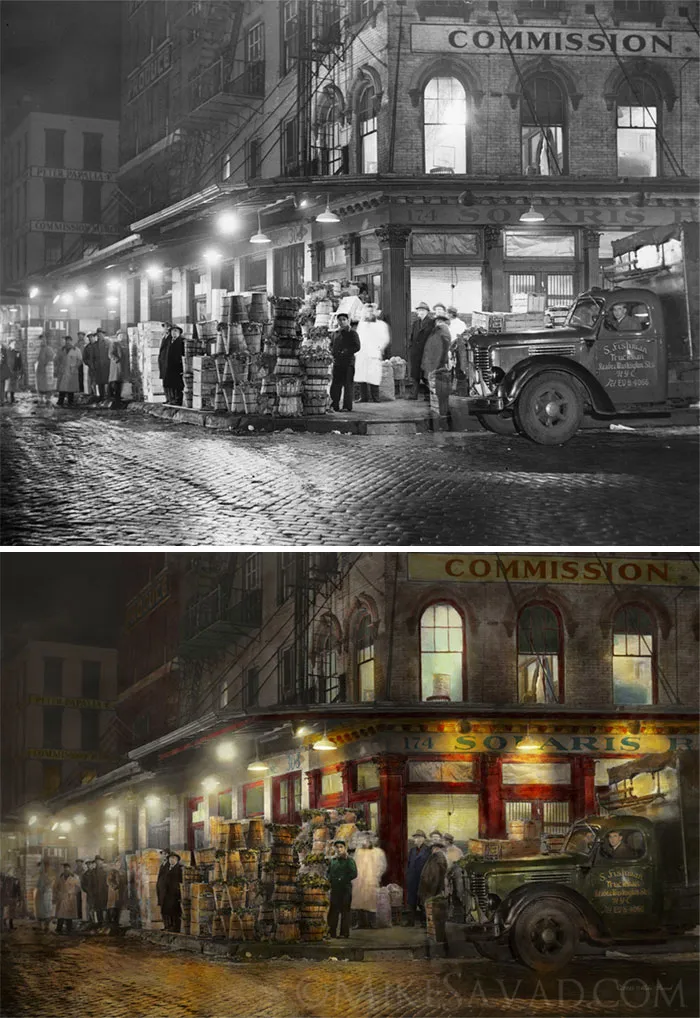 Washington Street Market, Buying At Night, 1952