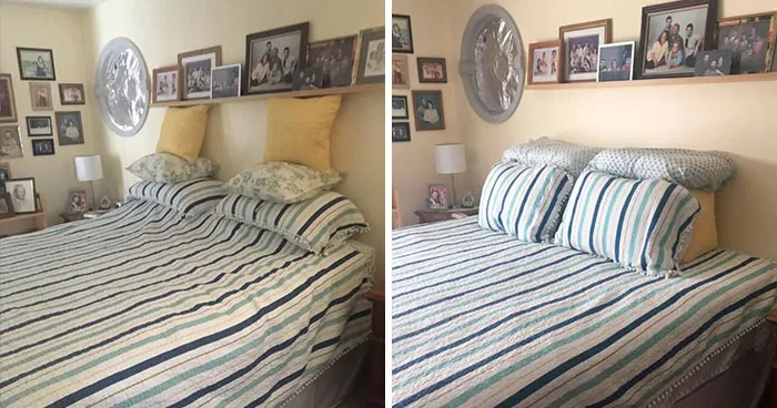 Tras 45 años haciendo ella la cama, esta mujer documenta los divertidos intentos de su esposo