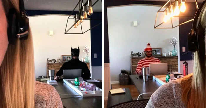 Este hombre no para de hacer photobomb en las videoconferencias de su esposa