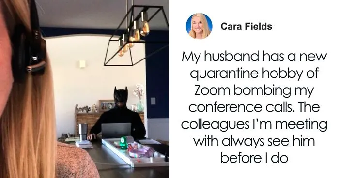 Man Continuously Tries To Embarrass His Wife During Her Zoom Calls By Hilariously Photobombing Them