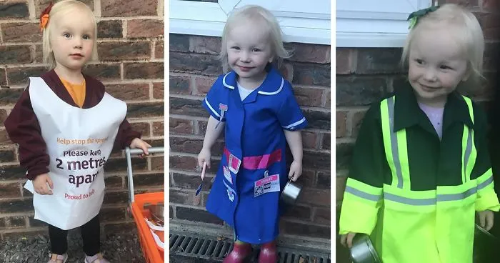 2-Year-Old Girl Dresses Up As Different Key Worker Each Week To Show Support For Them