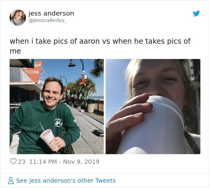 30 Girls Share “Pics I Take Of My Boyfriend Vs. Pics He Takes Of Me” Comparisons (New Pics)