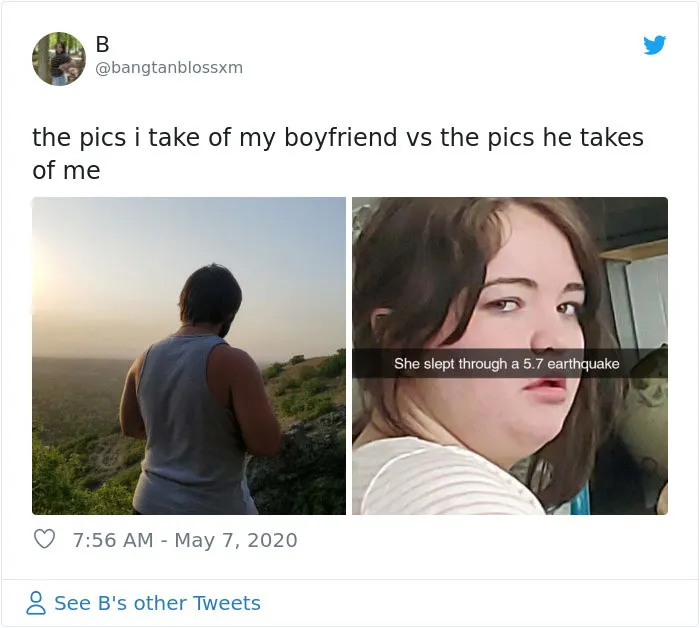 30 Girls Share “Pics I Take Of My Boyfriend Vs. Pics He Takes Of Me” Comparisons (New Pics)