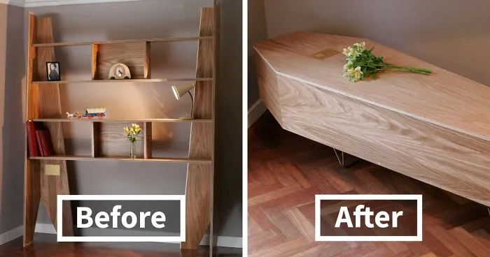 Eco-Responsible Furniture: This Bookshelf Can Be Reassembled Into A Coffin After The Owner's Death