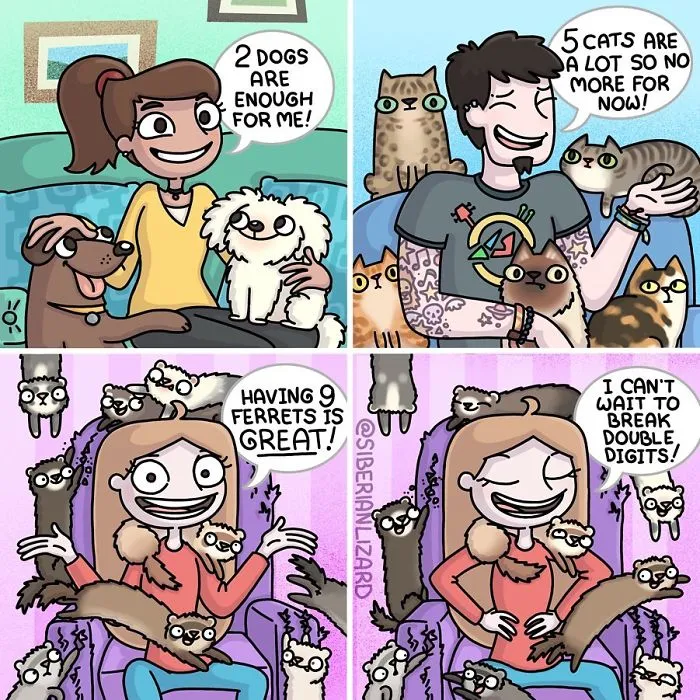 Siberian Artist Makes Adorable Comics About Everyday Life With Her Two Ferrets (30 Pics)