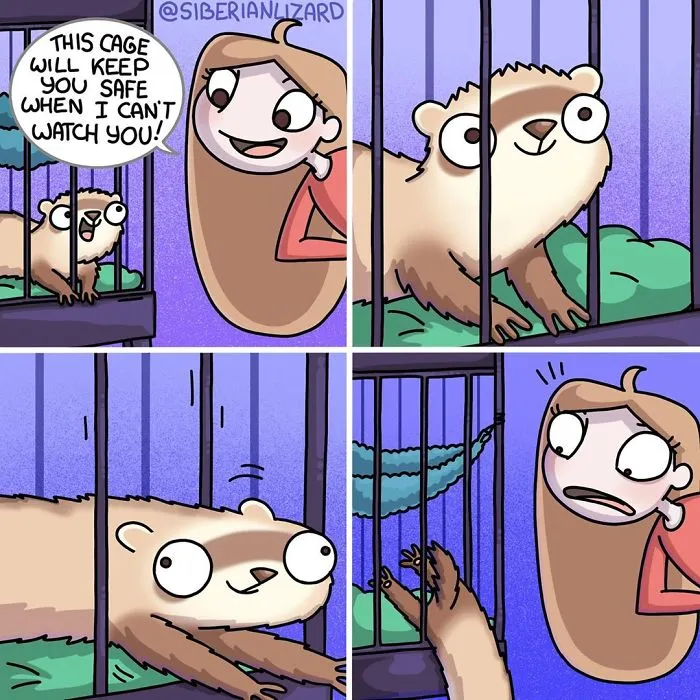 Siberian Artist Makes Adorable Comics About Everyday Life With Her Two Ferrets (30 Pics)