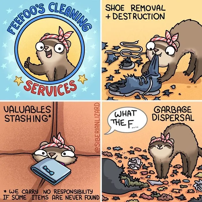 Siberian Artist Makes Adorable Comics About Everyday Life With Her Two Ferrets (30 Pics)