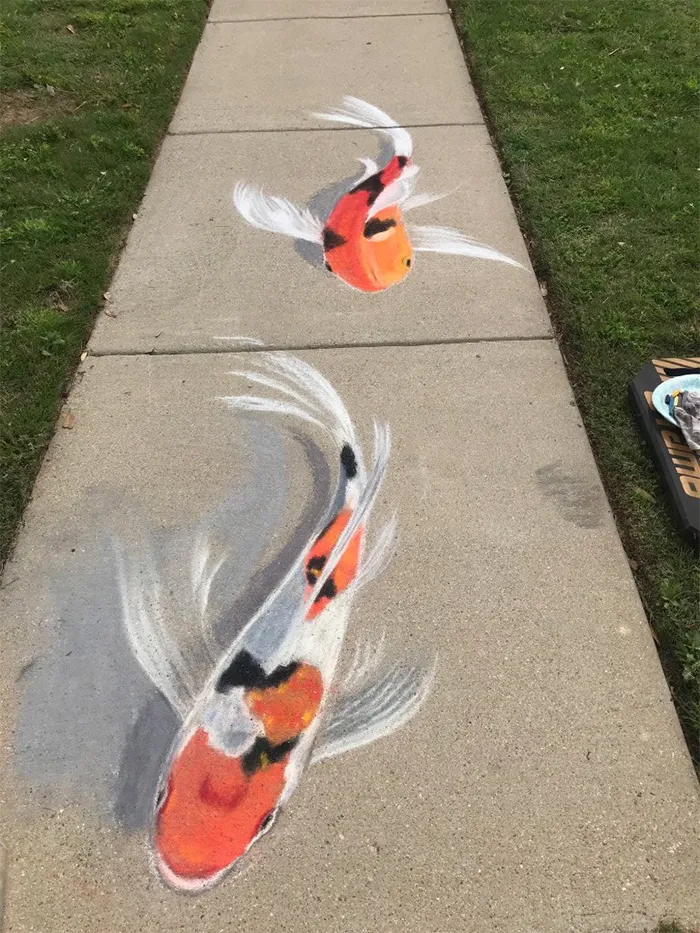 This Mother And Daughter Duo Is Creating Stunning 3D Chalk Art To Make Neighbors Smile (20 Photos)