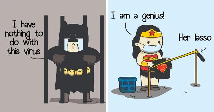 I Illustrate How Superheroes Would Spend Their Time During The Quarantine (11 Pics)