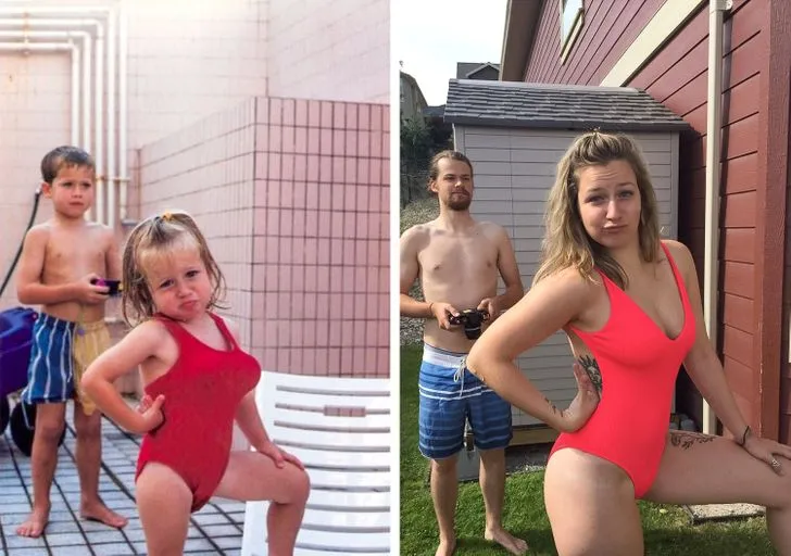 18 People Who Brilliantly Recreated Their Old Family Photos