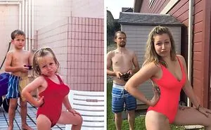 18 People Who Brilliantly Recreated Their Old Family Photos
