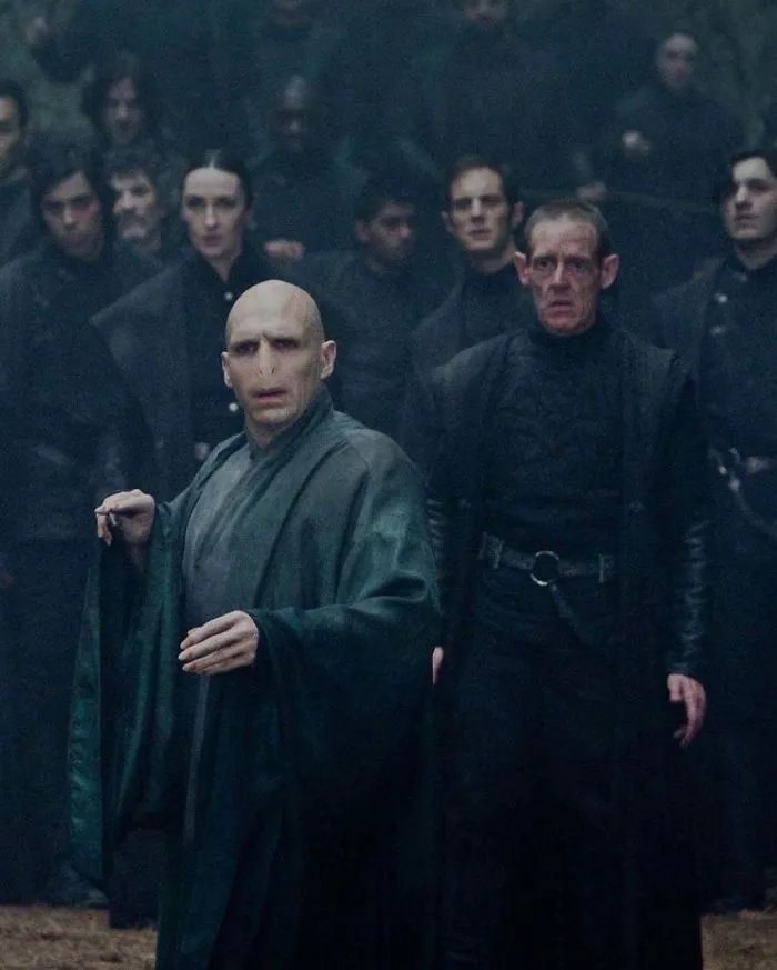 Cada vez que un horrocrux es destruido, las ropas de Voldemort se descolorían más, para dar la impresión de que desaparecía lentamente