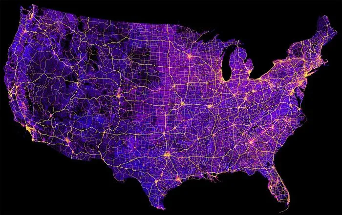 Mapa de los 8 millones de millas de carretera en EEUU