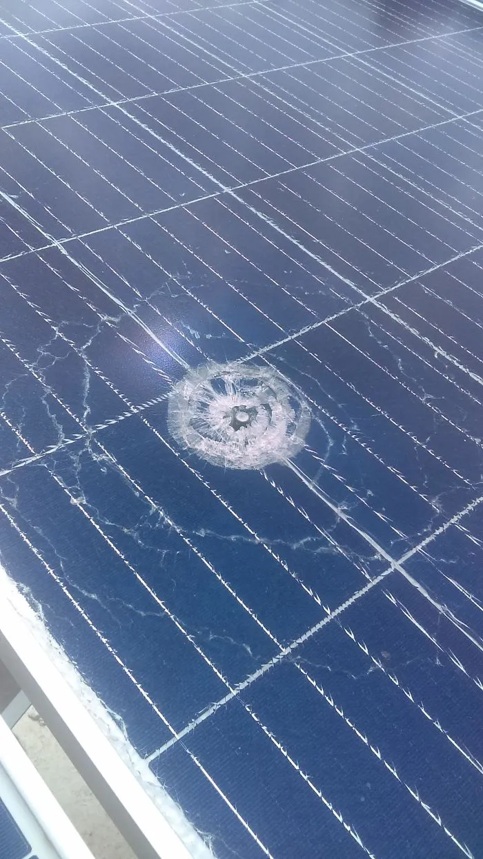 Stray Bullet Landed On A Solar Panel I Just Installed.