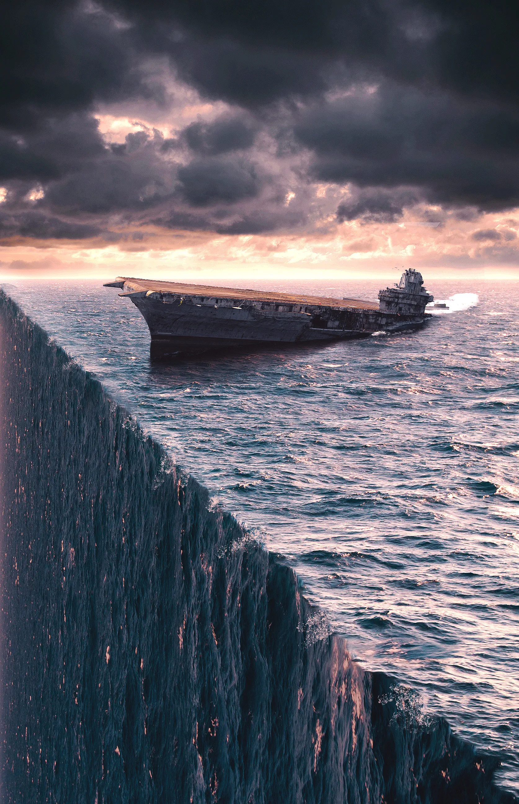 Ship Sinking Ocean In 3D Prospective Warp