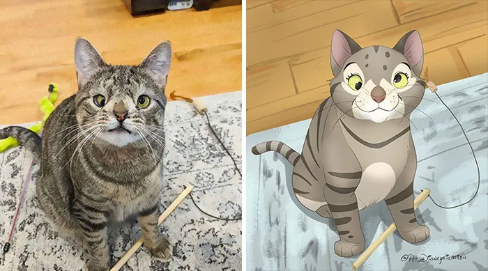 La gente envía fotos de sus mascotas a esta artista para que las "disneyfique" (30 imágenes)