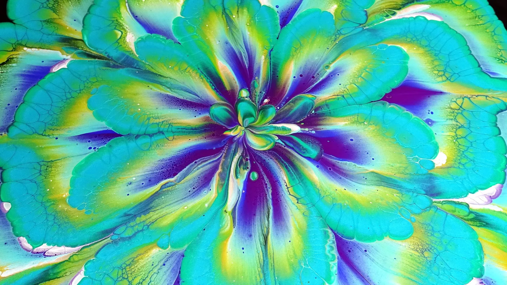 Awesome Acrylic Pour Flower Painting ~ Peacock Colours ~ Must See!!! ~ Paint #withme