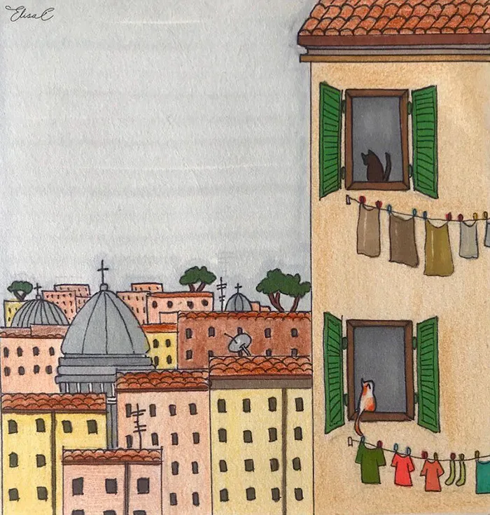 I Illustrate The Daily Life Of My Cat And Me During The Lockdown In Rome (48 Pics)