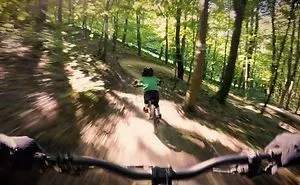 My 5 Year Old Son Riding Downhill Track On A Mountain Bike