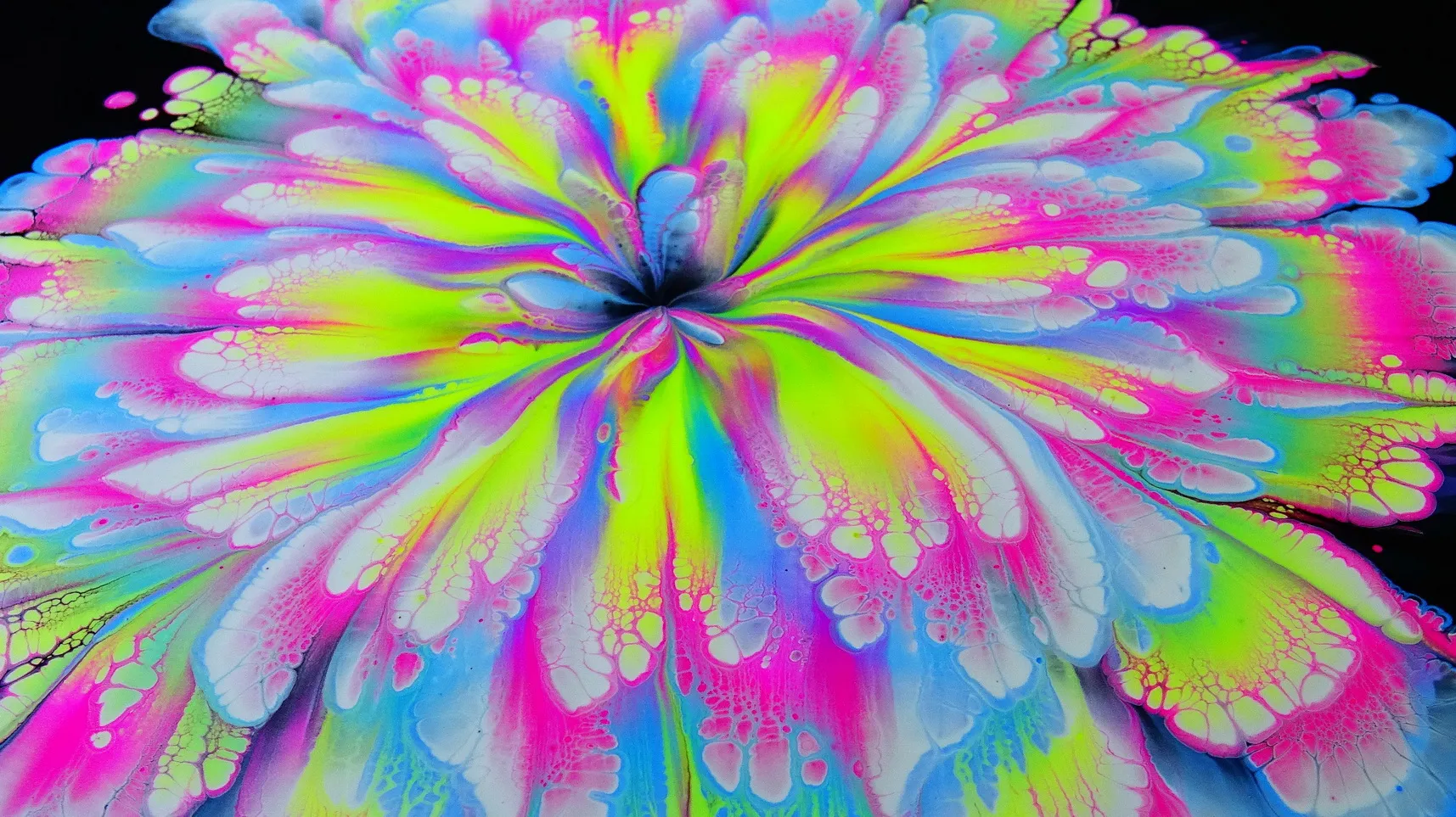 Fluorescent Acrylic Pour Flower ~ Different Petal Pattern ~ Must See!!! ~ Paint #withme