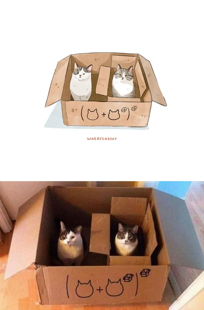 30 Of The Funniest Internet-Famous Cat Pics Get 'Watercolorized' By Amelia Rizky (New Pics)