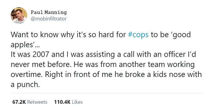 “Want To Know Why It's So Hard for Cops To Be ‘Good Apples'”: Whistleblower Ex-Cop Explains In A Viral Twitter Thread