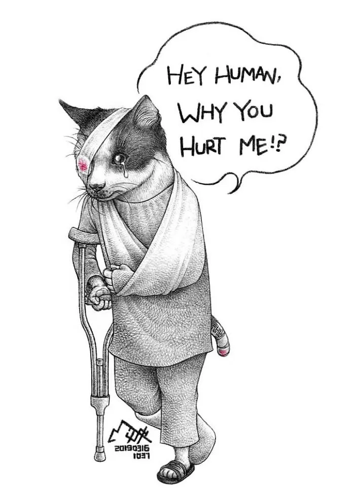 Artist Tries To Raise Awareness About Animal Abuse With These 33 Uncomfortable Illustrations