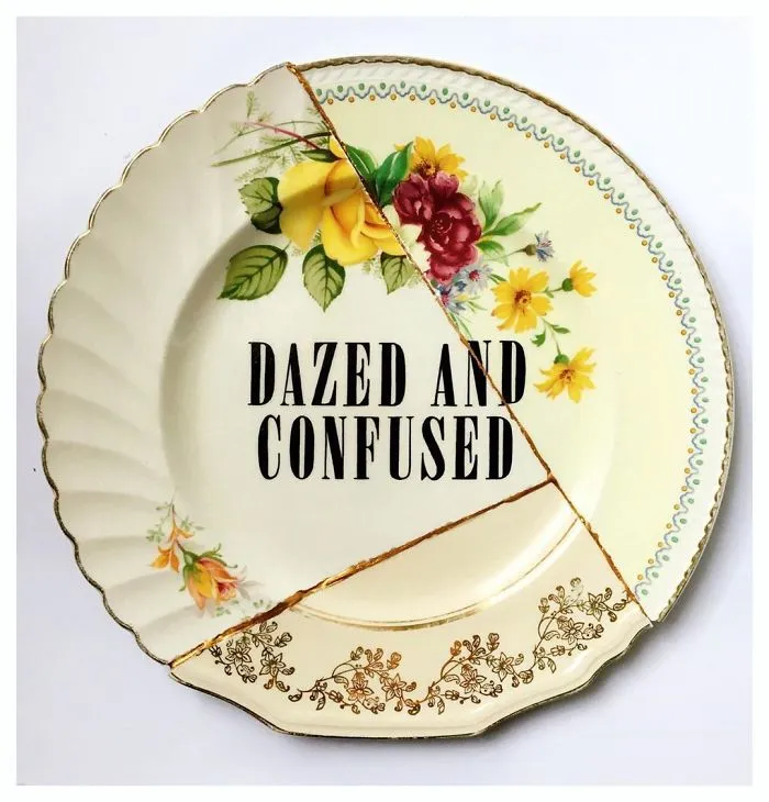 Thrifted Vintage Plates Made Irreverent With Typography By Marie-Claude Marquis (62 Pics)