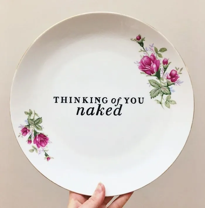 Thrifted Vintage Plates Made Irreverent With Typography By Marie-Claude Marquis (62 Pics)