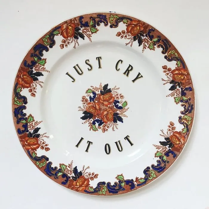 Thrifted Vintage Plates Made Irreverent With Typography By Marie-Claude Marquis (62 Pics)