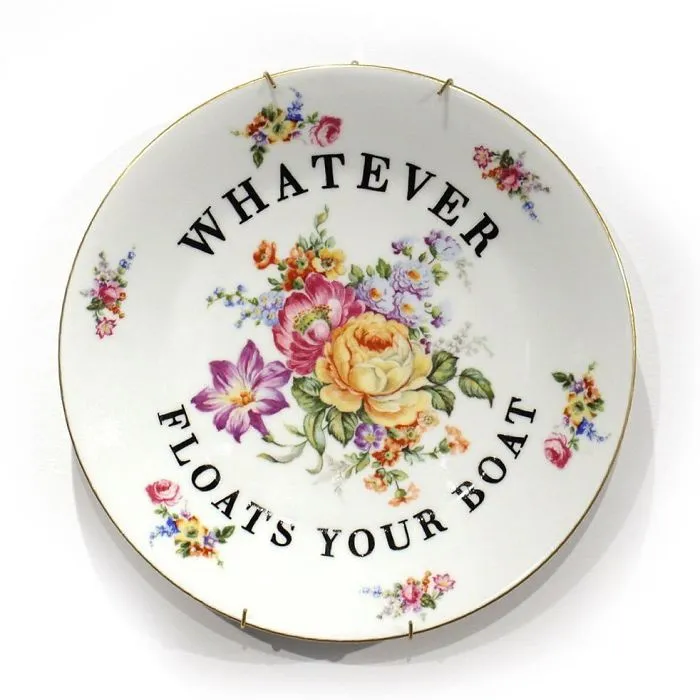 Thrifted Vintage Plates Made Irreverent With Typography By Marie-Claude Marquis (62 Pics)