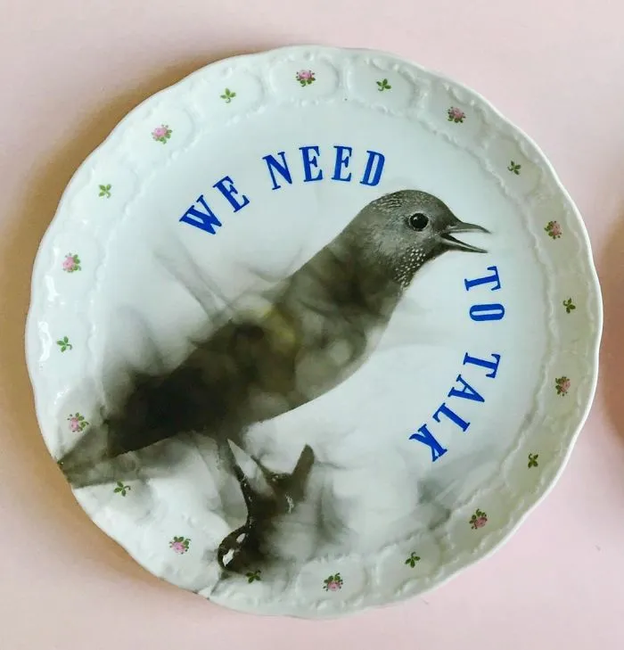 Thrifted Vintage Plates Made Irreverent With Typography By Marie-Claude Marquis (62 Pics)