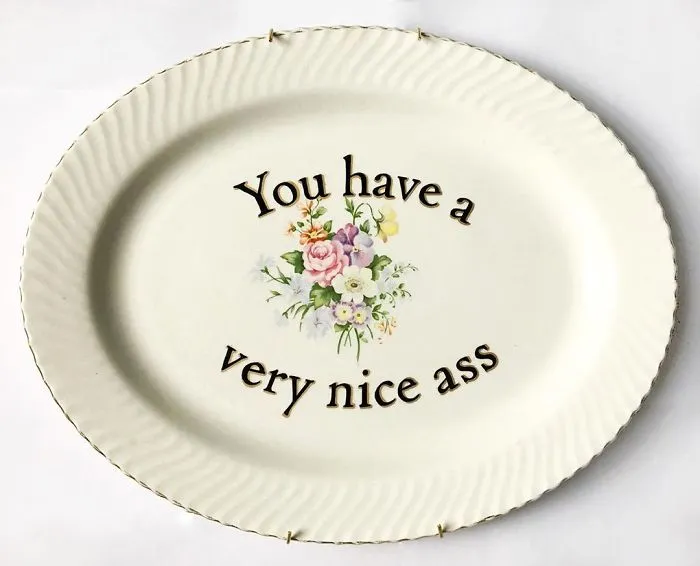 Thrifted Vintage Plates Made Irreverent With Typography By Marie-Claude Marquis (62 Pics)