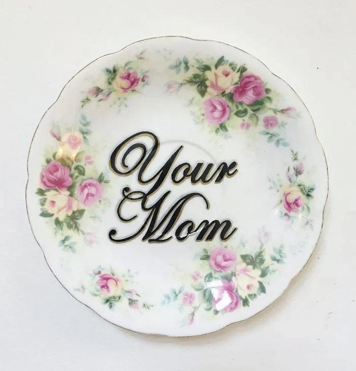 Thrifted Vintage Plates Made Irreverent With Typography By Marie-Claude Marquis (62 Pics)