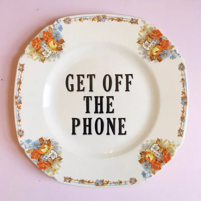 Thrifted Vintage Plates Made Irreverent With Typography By Marie-Claude Marquis (62 Pics)