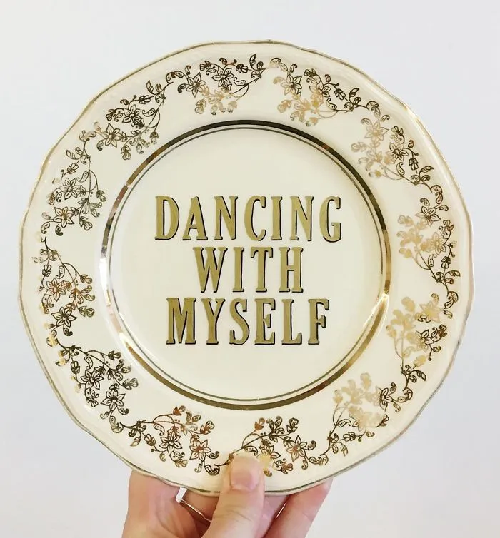 Thrifted Vintage Plates Made Irreverent With Typography By Marie-Claude Marquis (62 Pics)