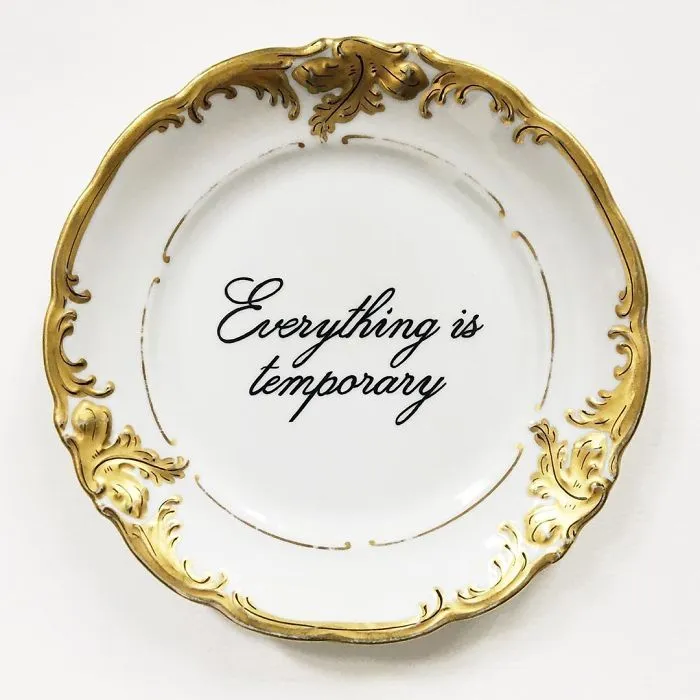 Thrifted Vintage Plates Made Irreverent With Typography By Marie-Claude Marquis (62 Pics)