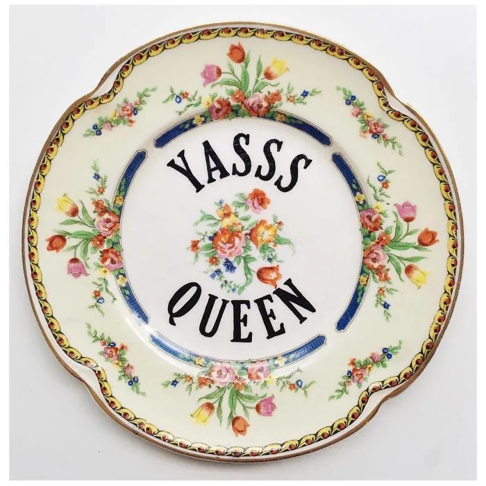 Thrifted Vintage Plates Made Irreverent With Typography By Marie-Claude Marquis (62 Pics)