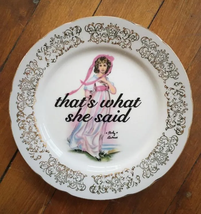 Thrifted Vintage Plates Made Irreverent With Typography By Marie-Claude Marquis (62 Pics)