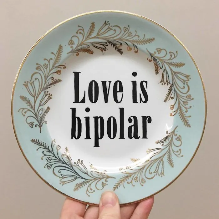 Thrifted Vintage Plates Made Irreverent With Typography By Marie-Claude Marquis (62 Pics)