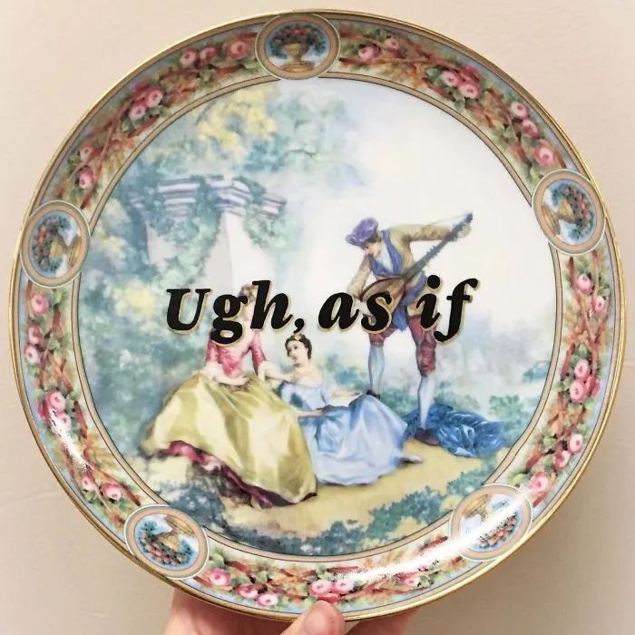 Thrifted Vintage Plates Made Irreverent With Typography By Marie-Claude Marquis (62 Pics)