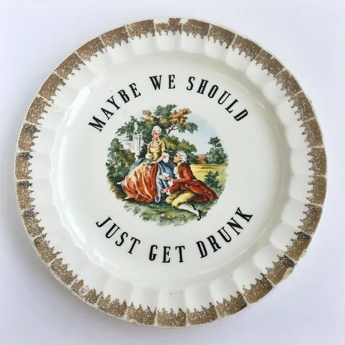 Thrifted Vintage Plates Made Irreverent With Typography By Marie-Claude Marquis (62 Pics)