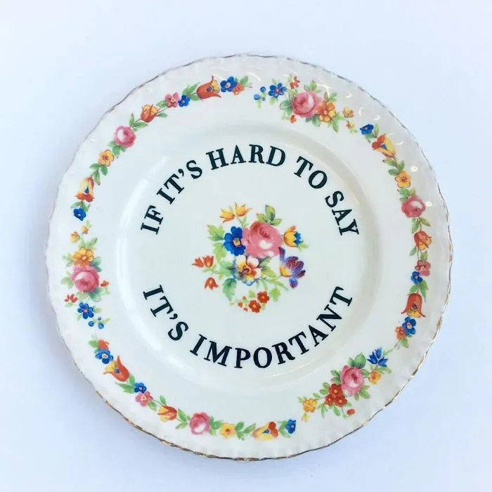 Thrifted Vintage Plates Made Irreverent With Typography By Marie-Claude Marquis (62 Pics)