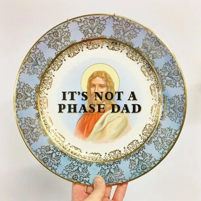 Thrifted Vintage Plates Made Irreverent With Typography By Marie-Claude Marquis (62 Pics)