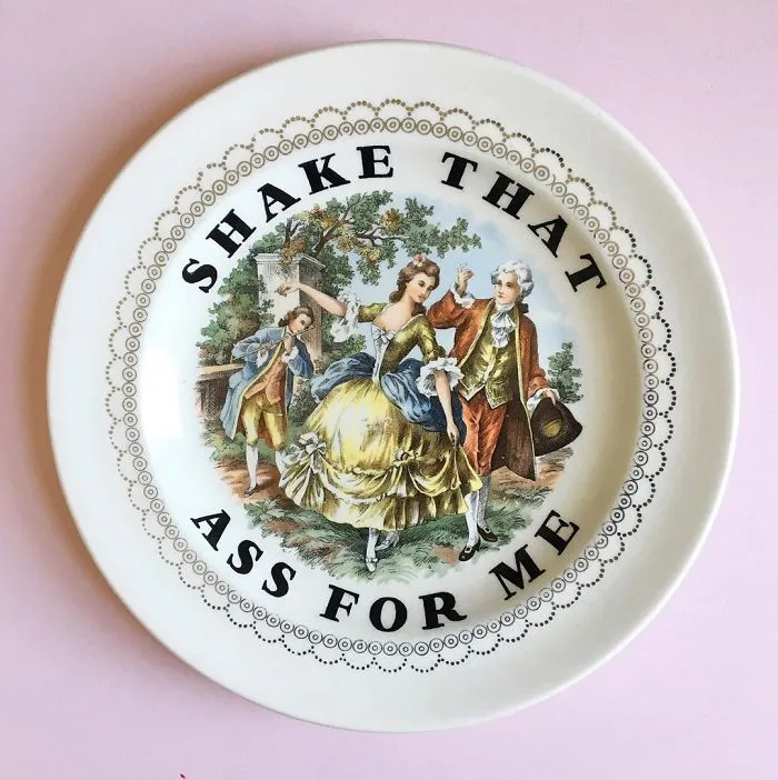 Thrifted Vintage Plates Made Irreverent With Typography By Marie-Claude Marquis (62 Pics)