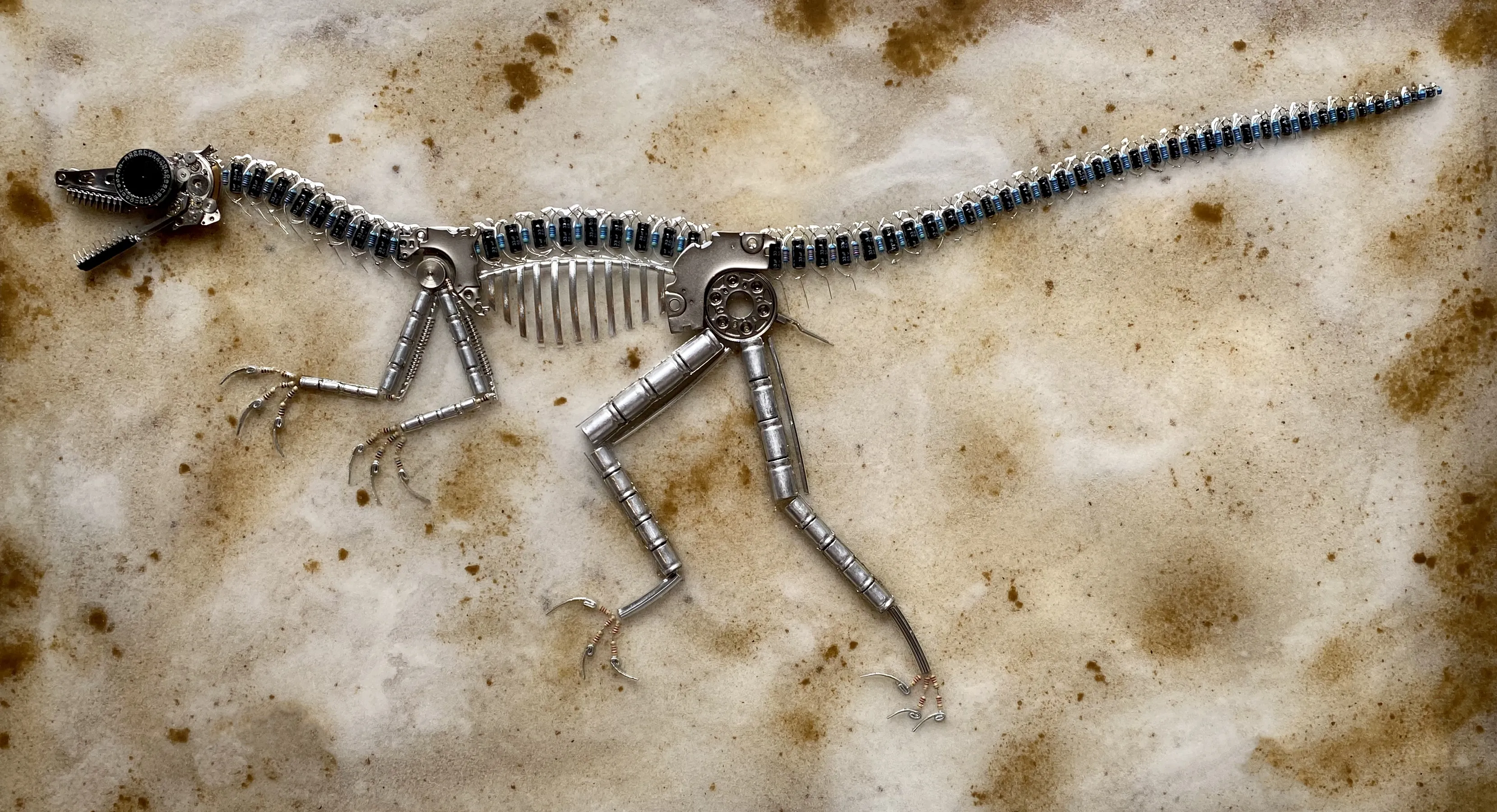 Artist Spent 200 Hours Creating Incredible 3D Dinosaur Fossil From Old Recycled Tech