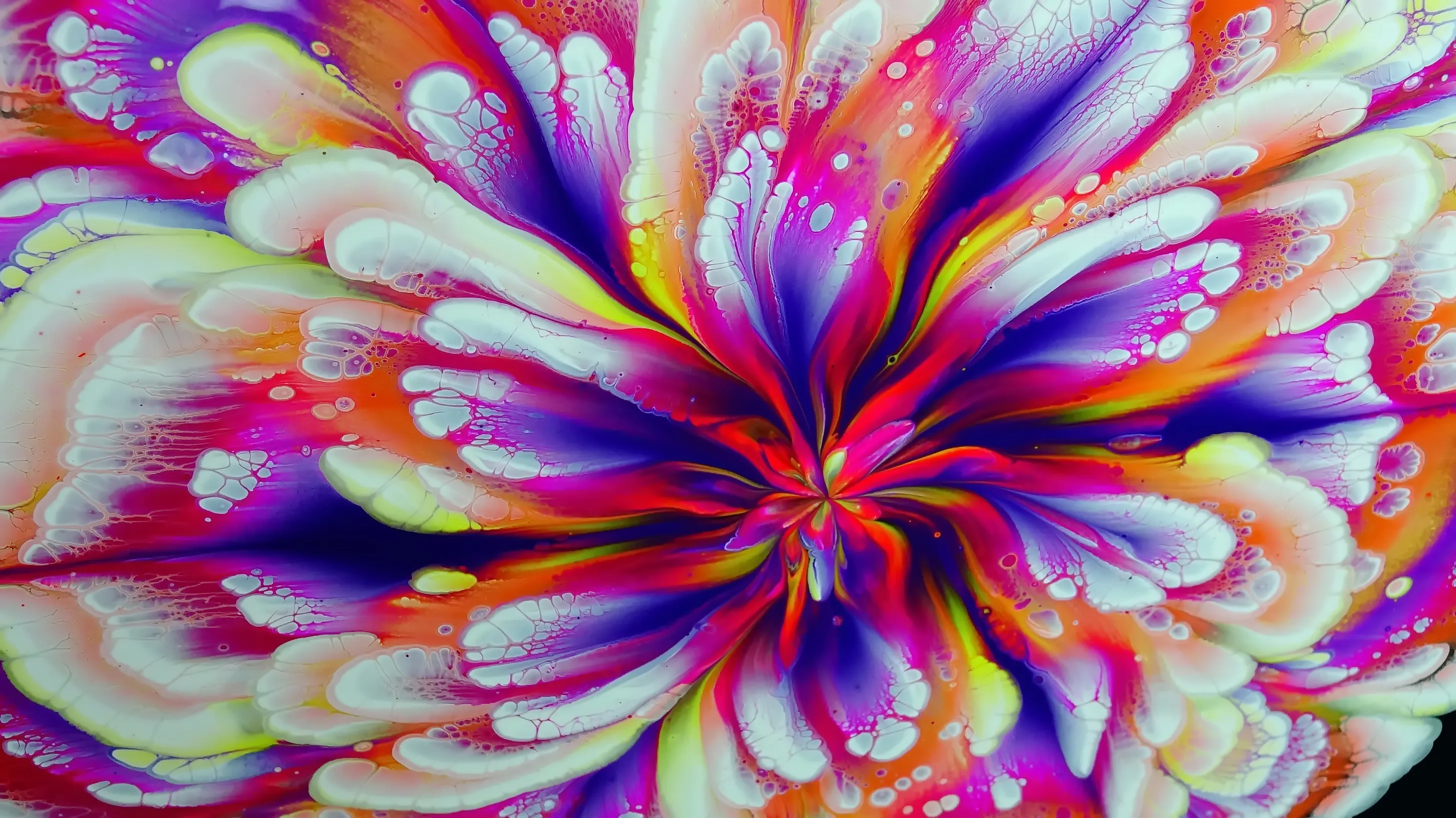 Flower In Beautiful Bright Colours ~ Cup Bottom Acrylic Pour Painting ~ Paint #withme